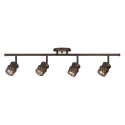 Globe Electric Norris 4-Light Adjustable Track Lighting Kit, Oil Rubbed Bronze Finish, Champagne ...