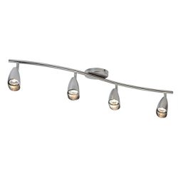 Globe Electric Grayson 4-Light S-Shape Track Lighting Kit, Brushed Steel Finish, 4 Bulbs Include ...