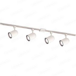 Nora Track Light NTL-156W/4H – White – 4 ft. Track Kit (4) Round Back Cylinder Heads ...