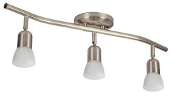 3 Light Track Lighting Wall and Ceiling Light Fixture Adjustable Interior, Brushed Nickel