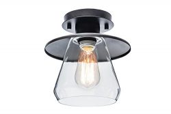 Globe Electric Vintage Semi-Flush Mount Ceiling Light, Oil Rubbed Bronze Finish, Clear Glass Sha ...