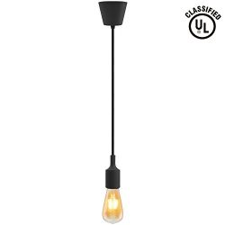 UL-listed Single Socket Pendant Light Fixture (Multi-color Options), Textile Insulating Lamp Cor ...