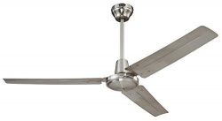 Industrial 56-Inch Three-Blade Ceiling Fan with Ball Hanger Installation System, Brushed Nickel  ...