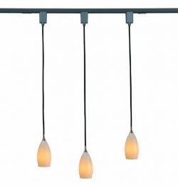 Royal Pacific 7916WH-BA 3-Light Track Pack with White Glass Pendant Lights, 4-Feet, Brushed Aluminum