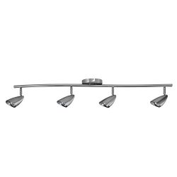 Globe Electric Grayson 4-Light S-Shape Track Lighting Kit, Brushed Steel Finish, 4 Bulbs Include ...