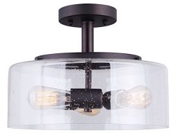 CANARM ISF633A03ORB Nash 3 Bulb Semi-Flush Mount with Seeded Glass, Oil Rubbed Bronze