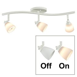 Direct-Lighting 3 Lights Adjustable Track Lighting Kit – White Finish – White Glass  ...