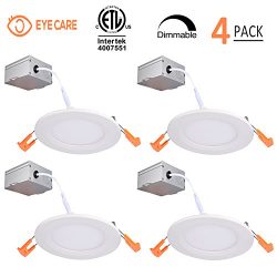 4 Inch Slim LED Downlight Dimmable 9W (=65W) LED Recessed lighting, 650LM 5000K Daylight White c ...