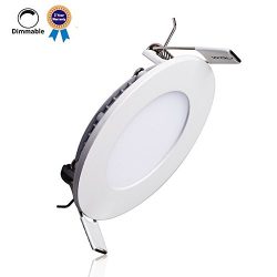 B-right 12W 6-inch Dimmable Round LED Panel Light 960lm Ultra-thin 3000K Warm White LED Recessed ...
