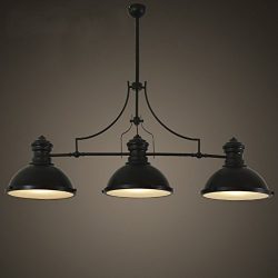 BAYCHEER HL416343 Industrial Retro Vintage style Three-Light Pool Table Light Linear Island Chan ...
