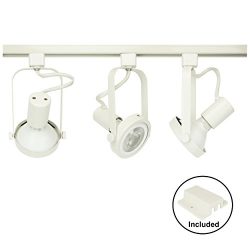 D&D Brand H System 3-Lights PAR30 LED Track Lighting Kit Gimbal Ring Rear Loading White 3K W ...