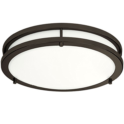 LB72160 12-Inch LED Flush Mount Ceiling Light, Oil Rubbed Bronze, 5000K Daylight, 1050 Lumens, E ...
