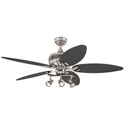 Westinghouse 7234220 Xavier II 52-Inch Five-Blade Indoor Ceiling Fan with Three Spot Lights, Bru ...