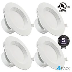 4 PACK 6” LED Recessed Downlight with Junction Box, 9W (80W Equivalent) Dimmable LED Ceiling Lig ...