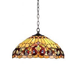 Chloe Lighting CH33353VR18-DH2 Tiffany-Style Victorian 2 Light Ceiling Pendent Fixture 18-Inch S ...