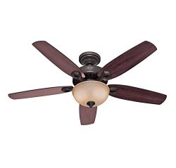Hunter 53091 Builder Deluxe 5-Blade Single Light Ceiling Fan with Brazilian Cherry/Stained Oak B ...