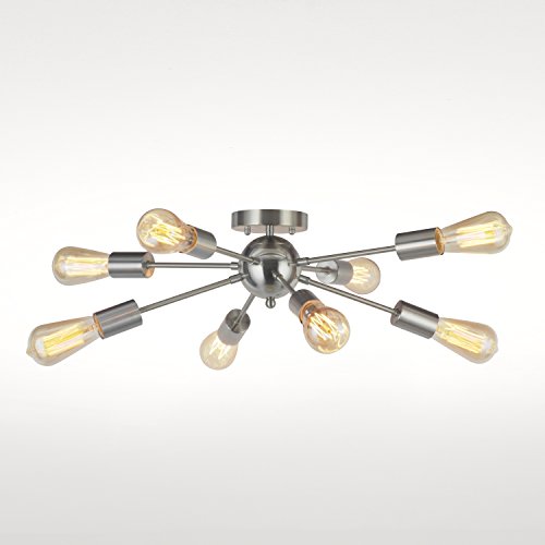 8 Light Sputnik Chandelier Brushed Nickel Semi Flush Mount Ceiling 8 Light Sputnik Chandelier Brushed Nickel Semi Flush Mount Ceiling Modern Pendant Lighting
