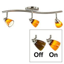 Direct-Lighting 3 Lights Adjustable Track Lighting Kit – Brushed Steel Finish – Ambe ...