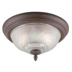 Westinghouse 6431600 Two-Light Flush-Mount Interior Ceiling Fixture, Sienna Finish with Embossed ...