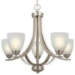 Revel Weston 22″ 5-Light Large Chandelier, Brushed Nickel