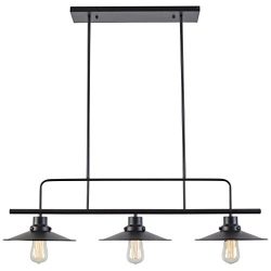 Light Society 3-Light Margaux Island Pendant, Matte Black (LS-C114)