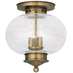 Livex Lighting 5037-01 Harbor 3-Light Ceiling Mount, Antique Brass