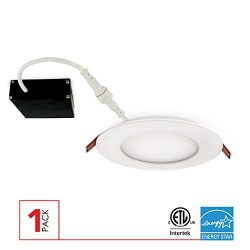 LED Ultra Slim 4″ Dimmable Recessed Ceiling Down Light, IC rated Airtight 9W, 650 Lumens,  ...