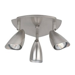 Globe Electric Grayson 3-Light Canopy Track Lighting Kit, Brushed Steel Finish, 58929