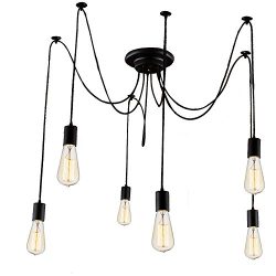 Lemonbest 6 Head E27 Vintage DIY Ceiling Chandelier Light Fixtures Antique Adjustable Flush Moun ...