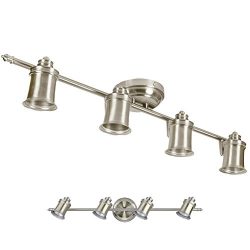 Brushed Nickel 4 Light Track Lighting Ceiling or Wall Adjustable Fixture