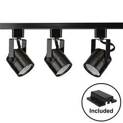 D&D Brand H System 3-Lights GU10 LED Track Lighting Kit Black 3K Warm White HTC-9154-330K-BK ...
