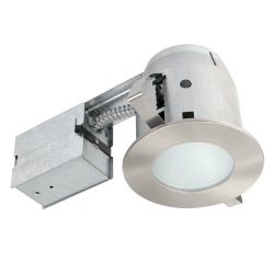Globe Electric 4″ Damp Rated Shower Recessed Lighting Kit Dimmable Downlight, Brushed Nick ...