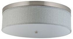 Occhio 20.5-Inch Heather Gray Three-Light Close to Ceiling Drum Light Fixture, Brushed Nickel wi ...