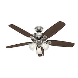 Hunter 53237 Builder Plus 52-Inch Ceiling Fan with Five Brazilian Cherry/Harvest Mahogany Blades ...