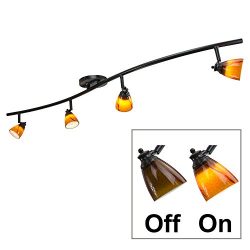 Direct-Lighting 4 Lights Fixed Track Lighting Kit – Dark Bronze Finish – Amber Glass ...