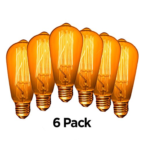 Edison Light Bulb 40 Watt Vintage Light Bulb, 110V E26/E27 Base Warm White Clear Pendent Light B ...