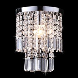 CO-Z Crystal Chandelier Lighting Fixture with LED Bulb, Modern Flush Mount Light Fixture, Close  ...