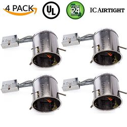 Sunco Lighting 4 PACK – 6″ inch Remodel LED Can Air Tight IC Housing LED Recessed Li ...