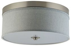 Occhio 15-Inch Heather Gray Two-Light Close to Ceiling Drum Light Fixture, Brushed Nickel with F ...