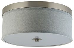 Occhio 15-Inch Heather Gray Two-Light Close to Ceiling Drum Light Fixture, Brushed Nickel with F ...