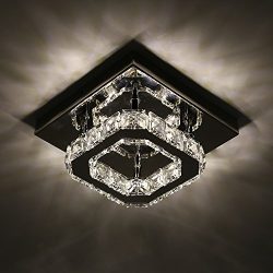 NATSEN Modern Ceiling Lights 12W LED Flush Mount Ceiling Light Fixture Crystal Hanging Lighting  ...