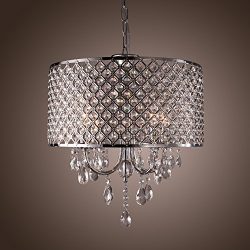 LightInTheBox Modern Chandeliers with 4 Lights Pendant Light with Crystal Drops in Round, Ceilin ...