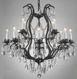 Wrought Iron Crystal Chandelier Lighting Chandeliers H30″ x W28″