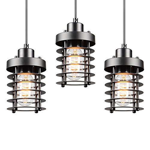 Mulslect Cage Pendant Light Kit Retro Industrial Black Metal Pendant Lighting, Mini Rust Shade C ...