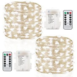 GDEALER 2 Pack Fairy Lights Fairy String Lights Battery Operated Waterproof 8 Modes Remote Contr ...