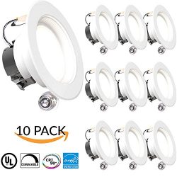 Sunco Lighting 10 PACK – 11Watt 4″- Inch ENERGY STAR UL-Listed Dimmable LED Downligh ...