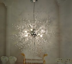 GDNS Chandeliers Firework LED Light Stainless Steel Crystal Pendant Lighting Ceiling Light Fixtu ...