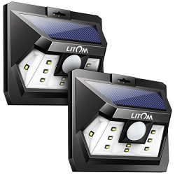 Litom Super Bright 10 LED Solar Light Motion Sensor Light Outdoor Wall Light Wide Lighting Range ...