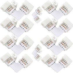 10X L shape 4 Pins Connector JACKYLED 10mm Non-waterproof Quick Splitter Right Angle Corner Conn ...