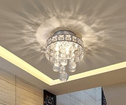 Mini Style 3-Light Chrome Finish Crystal Chandelier Pendent Light for Hallway,Bedroom,Kitchen,Ki ...